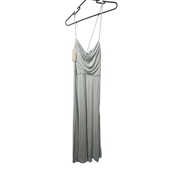 Halara Ribbed Cowl Neck Backless Crisscross Lace Up Split Midi Party Dress Sz Me - Picture 3 of 14